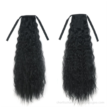 Hot Selling High Quality Long Straight Clip In Hair Tail False Hair Ponytail Hairpiece Wrap Around  Synthetic Hair Extension
